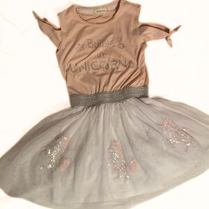 Unicorn Cold Shoulder Dress for Kids